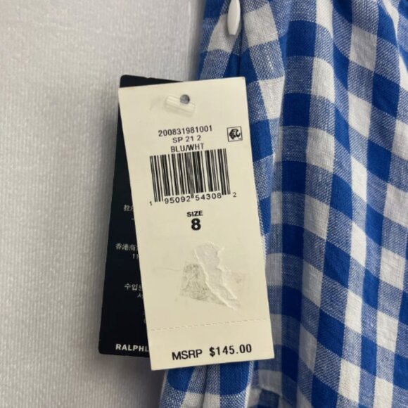 Lauren Ralph Lauren NWT Black Label Blue Gingham Tiered Check Maxi Skirt - Picture 4 of 13